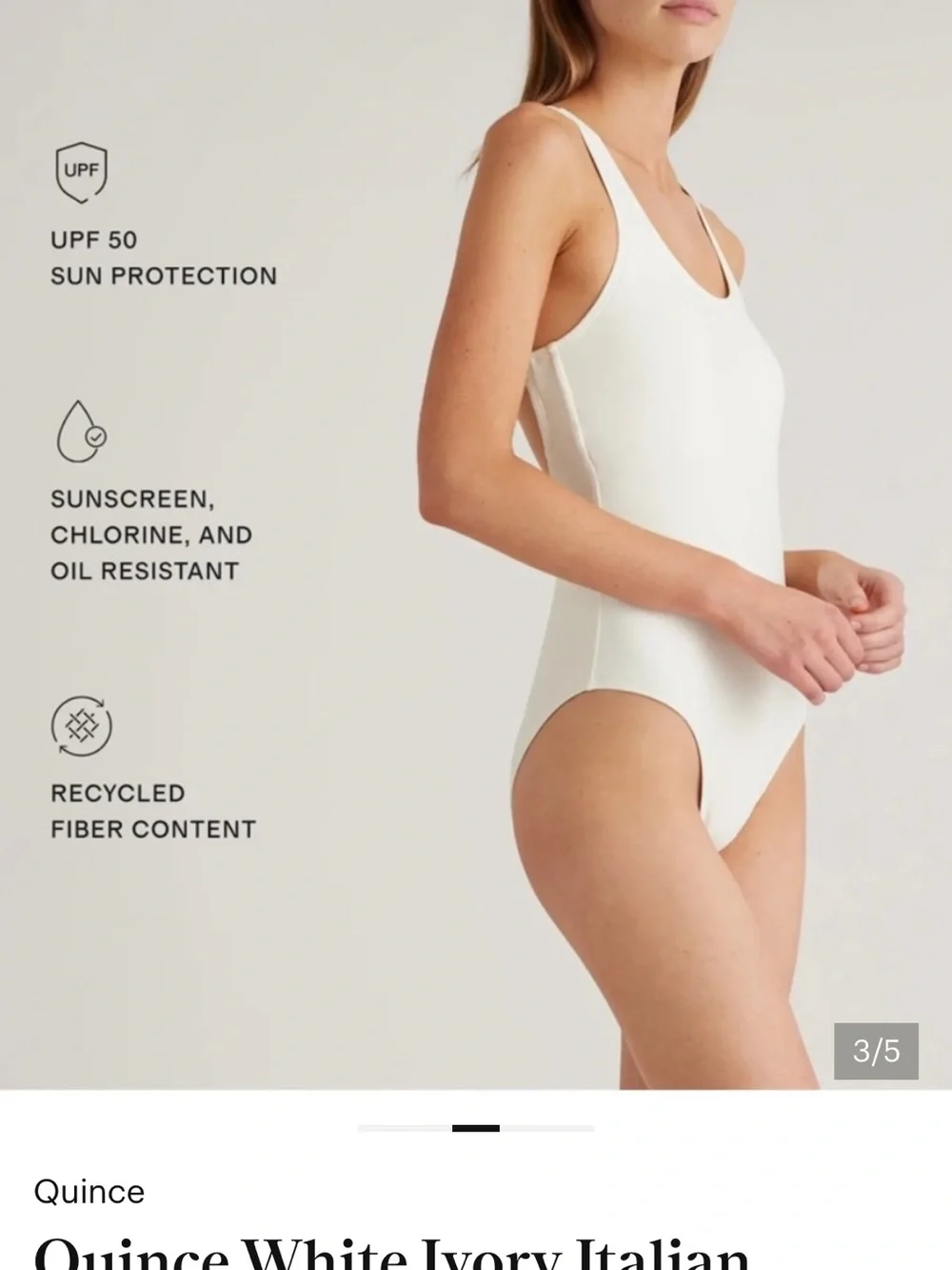 NWT QUINCE Italian Cross-Back Swimsuit Ivory (bin 22)